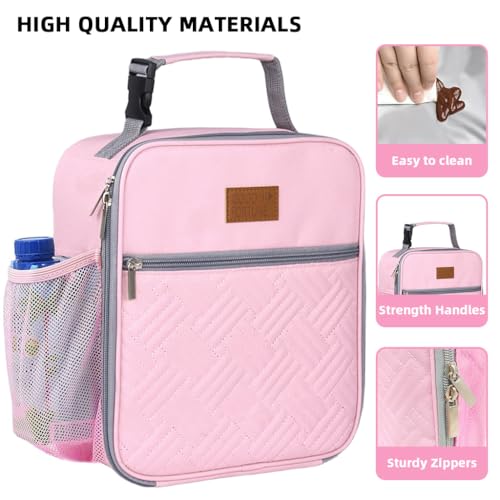 PALAY® Lunch Bag with Bottle Holder Pink Cooler Lightweight Reusable Insulated Lunch Bags for Work Office School Travel Picnic-Light for Women Men Kids Girls Teen Adults PALAY® Lunch Bag with Bottle Holder Pink Cooler Lightweight Reusable Insulated Lunch Bags for Work Office School Travel Picnic-Light for Women Men Kids Girls Teen Adults